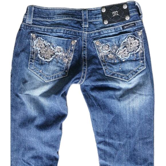 Miss Me Jeans Womens Size 26 Bootcut Embellished Flared Denim Blue - Picture 1 of 14
